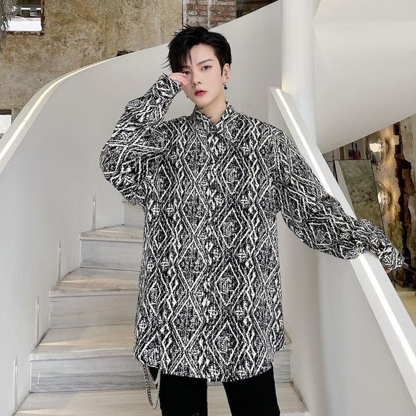 men's casual shirts geometric pattern print menand#39;s loose long sleeve vintage fashion streetwear shirt male dress party, White;black
men's casual shirts geometric pattern print menand#39;s loose long sleeve vintage fashion streetwear shirt male dress party, White;black