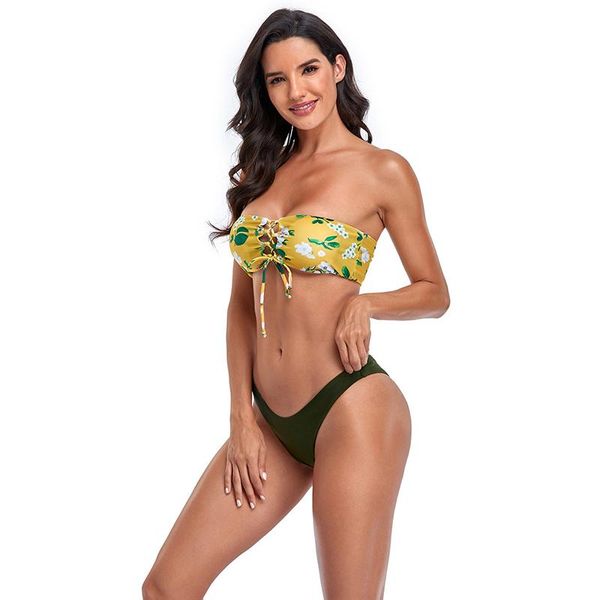 women's swimwear 2021 summer style bikini swimsuit female t-shaped triangle split tube print suit, White;black
women's swimwear 2021 summer style bikini swimsuit female t-shaped triangle split tube print suit, White;black