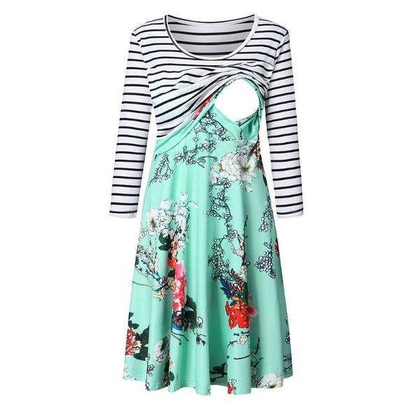 breastfeeding clothes nursing dress women pregnant nusring maternity long sleeve print floral splicing stripe dress vestido sale, White
breastfeeding clothes nursing dress women pregnant nusring maternity long sleeve print floral splicing stripe dress vestido sale, White