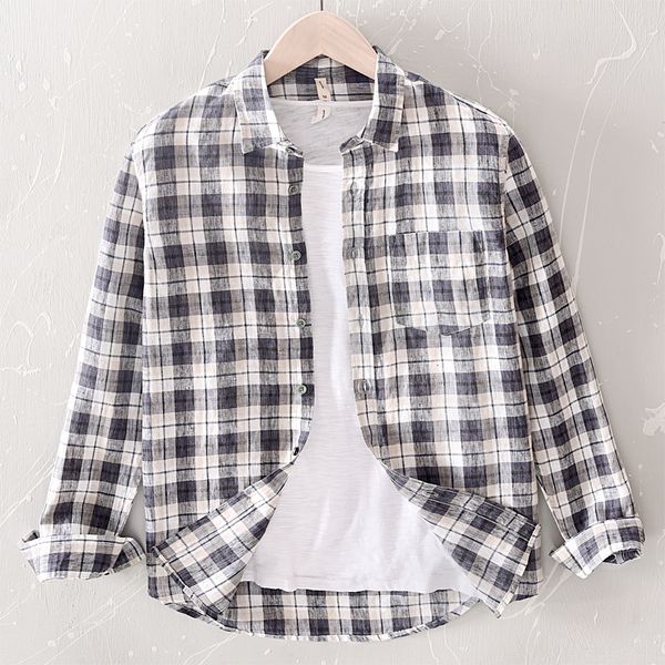 2021 new cotton and linen blend long sleeve plaid casual spring shrits for men summer brand shirt mens fashion chemise overhemd vbyi, White;black
2021 new cotton and linen blend long sleeve plaid casual spring shrits for men summer brand shirt mens fashion chemise overhemd vbyi, White;black