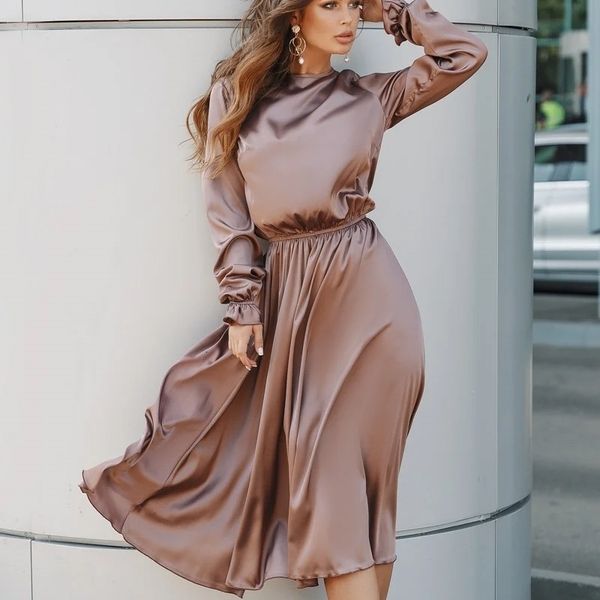 casual dresses women satin vintage long o neck lantern sleeve high waist all match elegant 2021 spring new 05ya, Black;gray
casual dresses women satin vintage long o neck lantern sleeve high waist all match elegant 2021 spring new 05ya, Black;gray