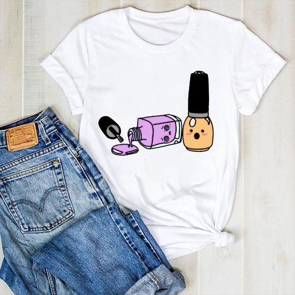 men lady fingernail beauty cute t shirt cartoon print ladies tee mens female clothes graphic, White;black
men lady fingernail beauty cute t shirt cartoon print ladies tee mens female clothes graphic, White;black