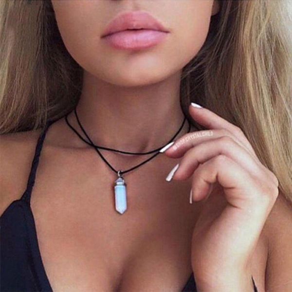 pendant necklaces vintage hexagon quartz for women leather rope crystal pendants double layer clavicle chain color choker jewelry gift, Silver
pendant necklaces vintage hexagon quartz for women leather rope crystal pendants double layer clavicle chain color choker jewelry gift, Silver