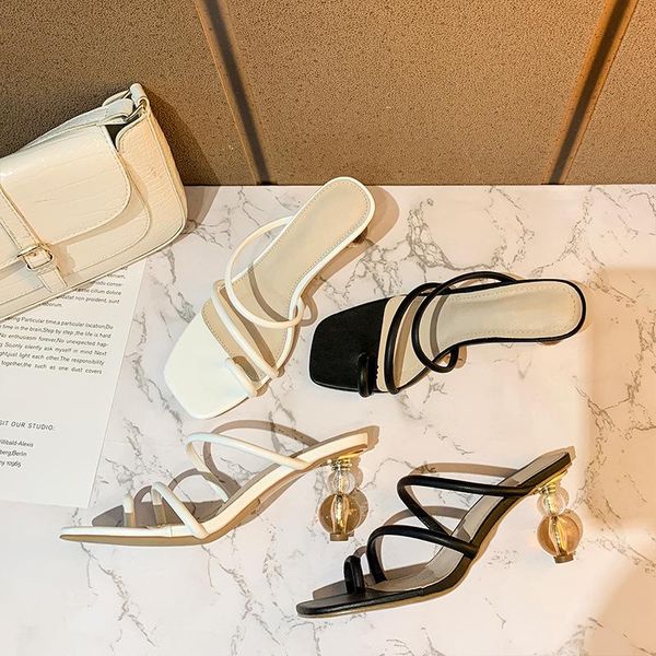 sandals slippers women wear 2021 toe cap crystal shaped high heels in summer. one line band clip, Black
sandals slippers women wear 2021 toe cap crystal shaped high heels in summer. one line band clip, Black