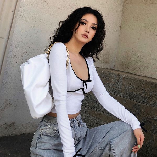 stripe womens t-shirts bow knitted long sleeve y2k aesthetic female e-girl tee summer 2021 vintage tshirt 90s, White
stripe womens t-shirts bow knitted long sleeve y2k aesthetic female e-girl tee summer 2021 vintage tshirt 90s, White