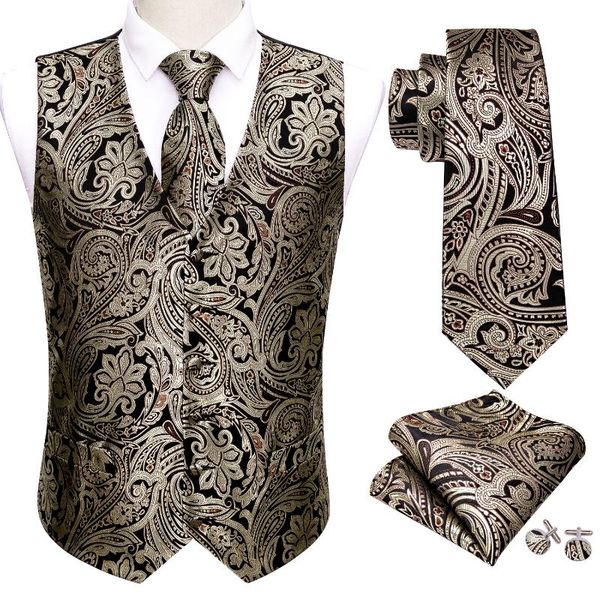 men's vests gold mens luxury brocade paisley floral suit vest set silk tie waistcoat men clothes barry.wang fashion designer m-2039, Black;white
men's vests gold mens luxury brocade paisley floral suit vest set silk tie waistcoat men clothes barry.wang fashion designer m-2039, Black;white