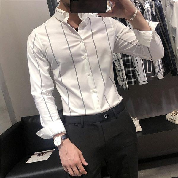 men's casual shirts autumn non-iron long-sleeved shirt british handsome striped bottoming boys work clothes inch, White;black
men's casual shirts autumn non-iron long-sleeved shirt british handsome striped bottoming boys work clothes inch, White;black