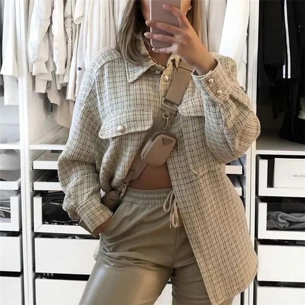 women's jackets stylish pockets oversized plaid jacket coat fashion lapel collar long sleeve loose outerwear overshirts chic, Black;brown
women's jackets stylish pockets oversized plaid jacket coat fashion lapel collar long sleeve loose outerwear overshirts chic, Black;brown