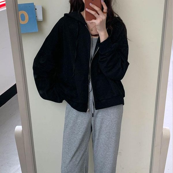 women's hoodies & sweatshirts spring 2021 autumn sweatshirt women harajuku korean clothes fashion vintage sweet zipper pocket simple fr, Black
women's hoodies & sweatshirts spring 2021 autumn sweatshirt women harajuku korean clothes fashion vintage sweet zipper pocket simple fr, Black