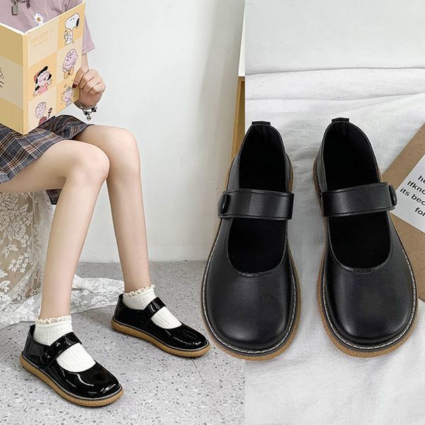 

Lolita Shoes Mary Janes Shoes For Women Black Girls Shoes Woman Flats 2020 New Shallow Casual Female mujer 8512N, Patent leather black