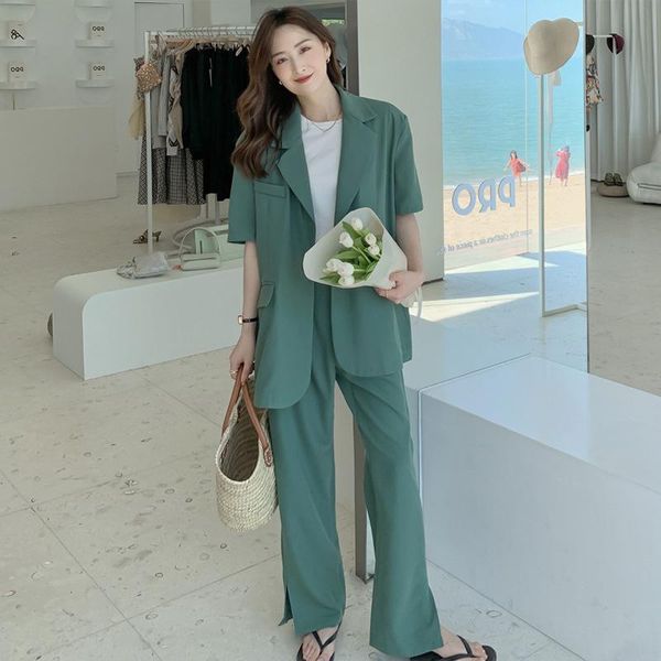 women's two piece pants 2021 clothing fashion popite short sleeve summer temperament deep fried street slit wide leg trousers suit two-, White
women's two piece pants 2021 clothing fashion popite short sleeve summer temperament deep fried street slit wide leg trousers suit two-, White