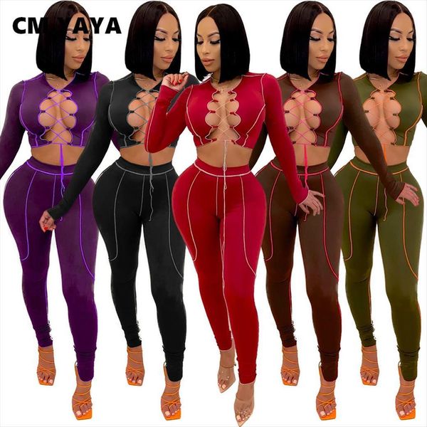 cm.yaya activewear set chain womenpant lace up crop legging club party tracksuit fitness two piece outfits, White
cm.yaya activewear set chain womenpant lace up crop legging club party tracksuit fitness two piece outfits, White