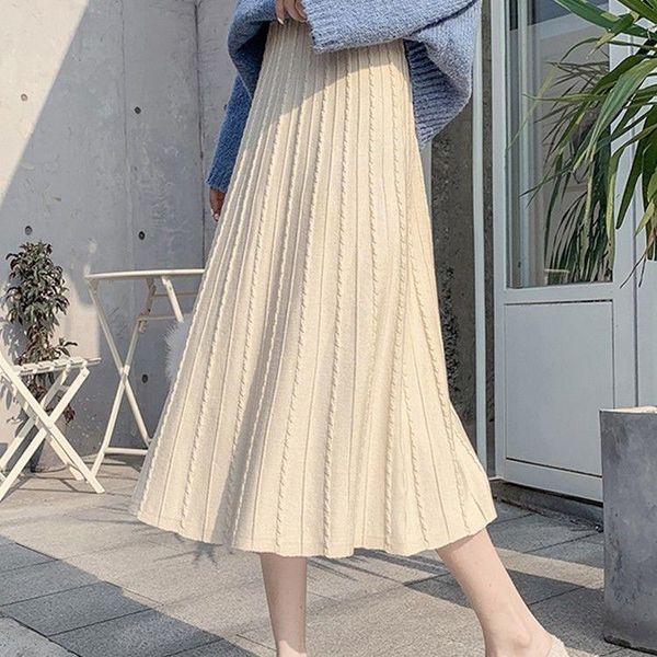 skirts 2021 autumn winter women elegant pleated knitted skirt ladies thick warm a line high waist female casual solid faldas q205, Black
skirts 2021 autumn winter women elegant pleated knitted skirt ladies thick warm a line high waist female casual solid faldas q205, Black