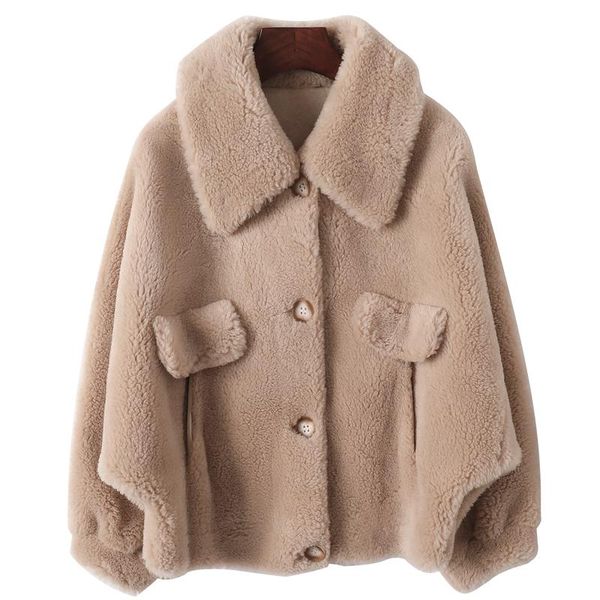 women's fur & faux women winter fashion short granule lambswool outwear female sheep shearing jacket ladies single breasted coat h 1700, Black
women's fur & faux women winter fashion short granule lambswool outwear female sheep shearing jacket ladies single breasted coat h 1700, Black