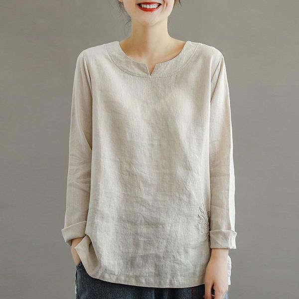 johnature autumn new retro embroidery o-neck long sleeve cotton linen shirt 2021 loose leisure fashion all-match women, White
johnature autumn new retro embroidery o-neck long sleeve cotton linen shirt 2021 loose leisure fashion all-match women, White