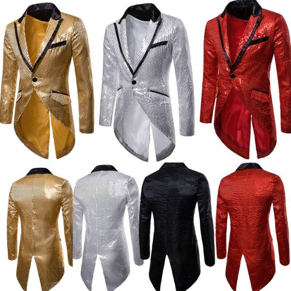 men's suits & blazers 2021 brand style men shiny sequins suit blazer one button formal tuxedo wedding party coat, White;black
men's suits & blazers 2021 brand style men shiny sequins suit blazer one button formal tuxedo wedding party coat, White;black