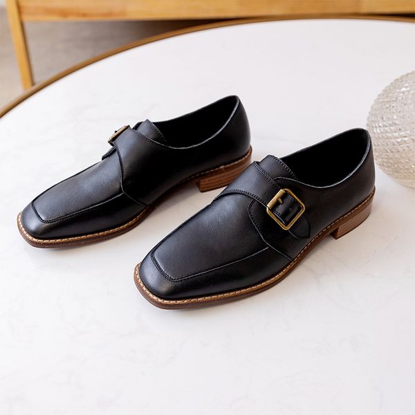 womens genuine leather metal buckle retro flats oxfords leisure soft comfortable square toe daily shoes casual female footweardress shoes, Black
womens genuine leather metal buckle retro flats oxfords leisure soft comfortable square toe daily shoes casual female footweardress shoes, Black