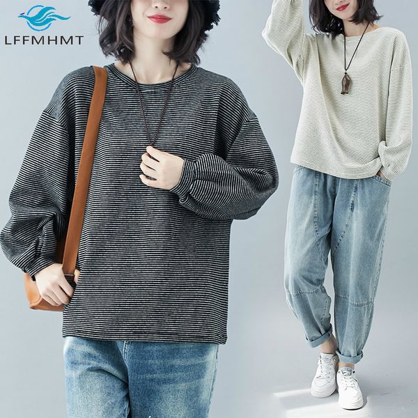 2021 new large size spring fall solid color striped long sleeve round neck sweatshirt office lady oversize casual pullover vxh0, Black
2021 new large size spring fall solid color striped long sleeve round neck sweatshirt office lady oversize casual pullover vxh0, Black