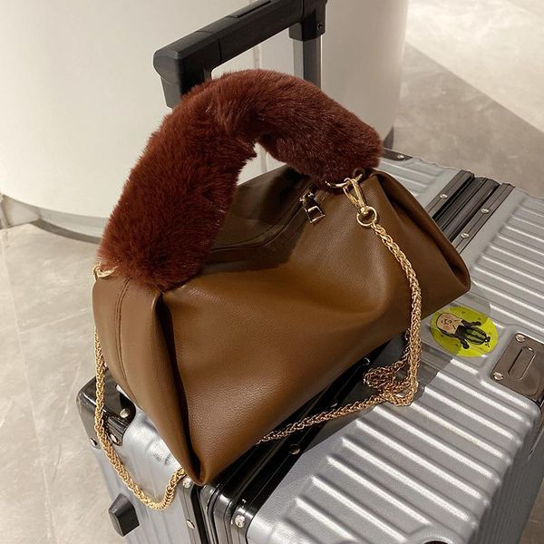 evening bags pure color small totes with plush handle 2021 winter pu leather women's designer handbag vintage shoulder messenger bag
evening bags pure color small totes with plush handle 2021 winter pu leather women's designer handbag vintage shoulder messenger bag