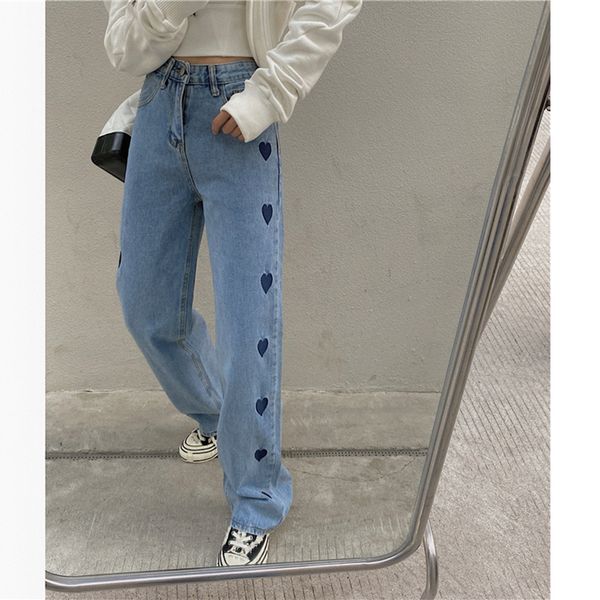 jeans women's love embroidered loose straight 2021 spring new all-match high waist thin wide leg pants salz, Blue
jeans women's love embroidered loose straight 2021 spring new all-match high waist thin wide leg pants salz, Blue