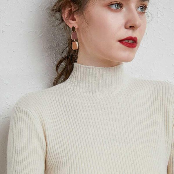women's sweaters cashmere sweater slim elastic half-turtleneck womens 2021 wool jumper pullover, White;black
women's sweaters cashmere sweater slim elastic half-turtleneck womens 2021 wool jumper pullover, White;black