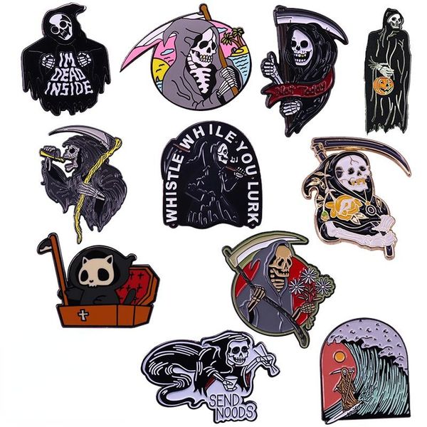 pins, brooches grim reaper lapel pins collection cat coffin death surfing ghost beach wave badge horror gothic halloween decor, Gray
pins, brooches grim reaper lapel pins collection cat coffin death surfing ghost beach wave badge horror gothic halloween decor, Gray