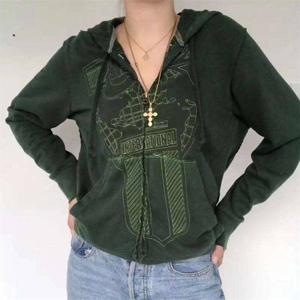 women hoodies with pockets 90s vintage graphic y2k aesthetic coat e-girl sweatshirts spring autumn printed zipper closure 210928, Black
women hoodies with pockets 90s vintage graphic y2k aesthetic coat e-girl sweatshirts spring autumn printed zipper closure 210928, Black