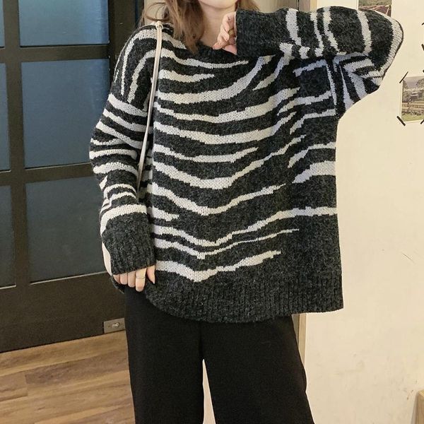 women's sweaters striped sweater women oversized soft autumn o-neck chic pullover casual knitted loose outwear warm black clothes 2021, White;black
women's sweaters striped sweater women oversized soft autumn o-neck chic pullover casual knitted loose outwear warm black clothes 2021, White;black