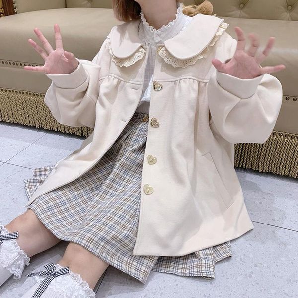 women's wool & blends japanese 2021 kawaii sweet girl patchwork coat female lolita warm winter trend coats and jacket korean overcoat w, Black
women's wool & blends japanese 2021 kawaii sweet girl patchwork coat female lolita warm winter trend coats and jacket korean overcoat w, Black