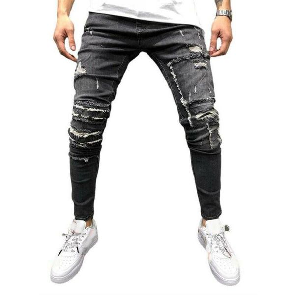 men's jeans men slim ripped skinny zipper pockets straight distressed long denim fashion scratched 2021 hole male trousers, Blue
men's jeans men slim ripped skinny zipper pockets straight distressed long denim fashion scratched 2021 hole male trousers, Blue