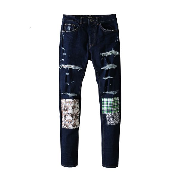jeans black men's creative patch beggar pants youth elastic slim fit leggings, Blue
jeans black men's creative patch beggar pants youth elastic slim fit leggings, Blue