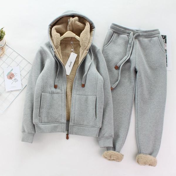 sports casual suit women's winter lamb velvet plus thick simple thin long-sleeved hooded short coat sweatpants, White
sports casual suit women's winter lamb velvet plus thick simple thin long-sleeved hooded short coat sweatpants, White