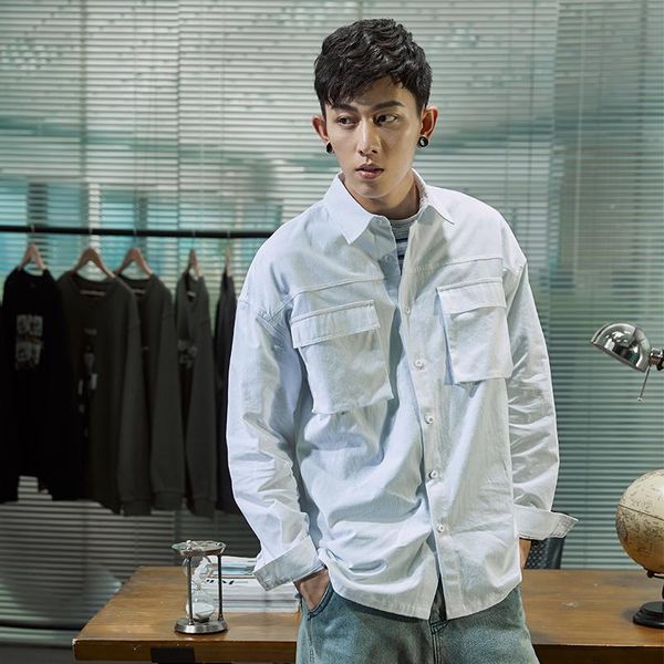 men's casual shirts japanese loose autumn cotton long sleeve streetwear slim fit button chemise homme men clothing db60sh, White;black
men's casual shirts japanese loose autumn cotton long sleeve streetwear slim fit button chemise homme men clothing db60sh, White;black