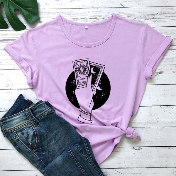 women's t-shirt tarot reader sun moon card t-shirts witchy shirt astrologer tees women trendy fashion casual artistic tee, White
women's t-shirt tarot reader sun moon card t-shirts witchy shirt astrologer tees women trendy fashion casual artistic tee, White