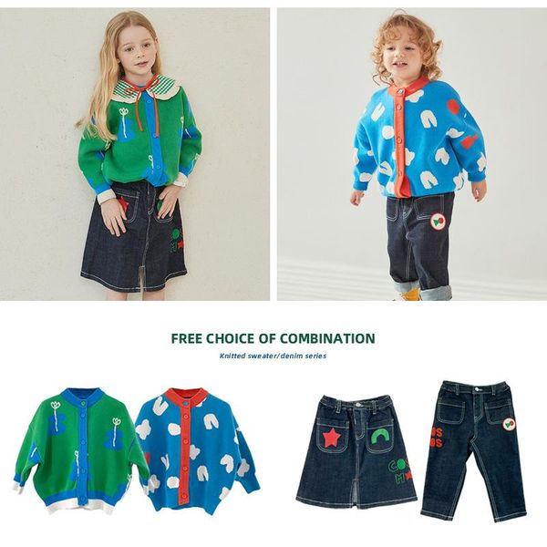 pullover children's sweater 21 korean boy cartoon printing knitted single-breasted baby girl short skirt jeans suit, Blue
pullover children's sweater 21 korean boy cartoon printing knitted single-breasted baby girl short skirt jeans suit, Blue