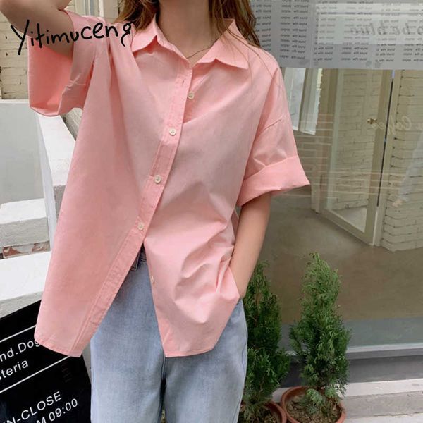 yitimuceng button up shirt women oversize korean fashion casual blouse unicolor yellow white pink short sleeve summer 210601
yitimuceng button up shirt women oversize korean fashion casual blouse unicolor yellow white pink short sleeve summer 210601