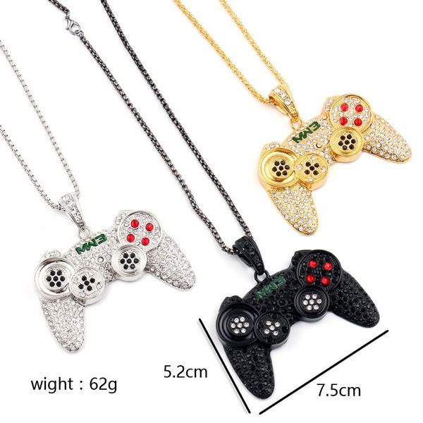 pendant necklaces hip hop game machine handle necklace mens full crystal long chain fashion controller jewelry, Silver
pendant necklaces hip hop game machine handle necklace mens full crystal long chain fashion controller jewelry, Silver