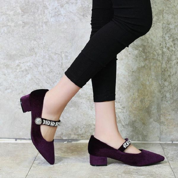 dress shoes zawsthia autumn pointed toe retro ladies velour velvet purple blue woman chunky middle heels mary janes with crystal, Black
dress shoes zawsthia autumn pointed toe retro ladies velour velvet purple blue woman chunky middle heels mary janes with crystal, Black