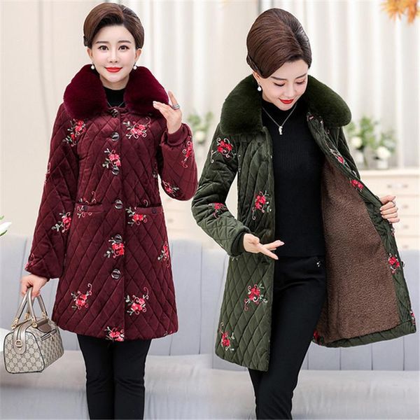 middle-aged cotton coat mid-long fur collar embroidery large size thicken winter keep warm parker coat jacket mother loaded a955, Black
middle-aged cotton coat mid-long fur collar embroidery large size thicken winter keep warm parker coat jacket mother loaded a955, Black