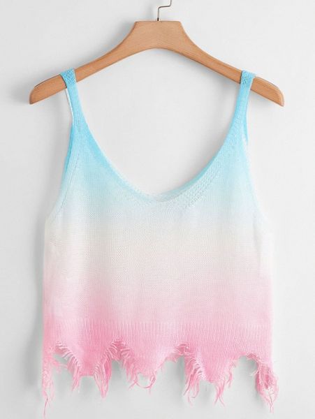 plus ombre pattern distressed crop knit 26ai#, Black