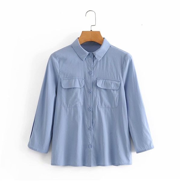 women's blouses & shirts women casual autumn sprint blue female elegant long sleeve single breasted pockests office shirt blu, White
women's blouses & shirts women casual autumn sprint blue female elegant long sleeve single breasted pockests office shirt blu, White