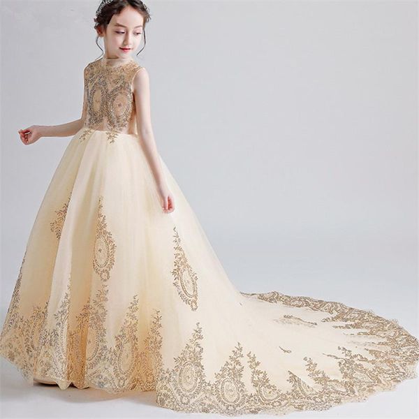 girl's dresses elegant champagne flower girl lace appliques custom made ball gown first communion for girls, Red;yellow
girl's dresses elegant champagne flower girl lace appliques custom made ball gown first communion for girls, Red;yellow