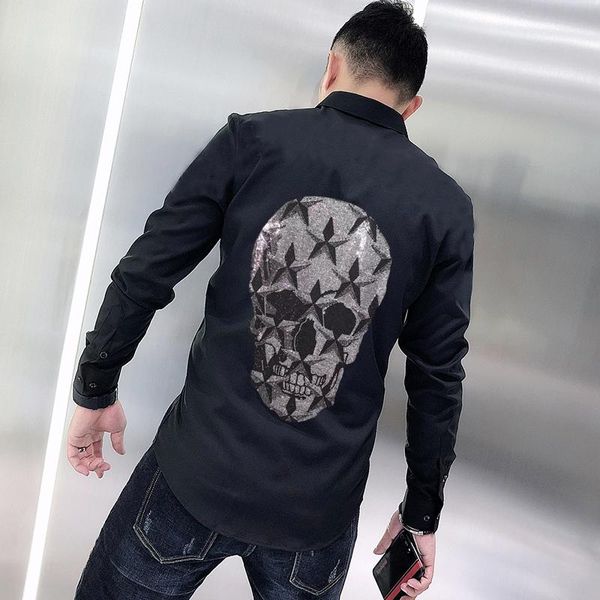 men's casual shirts rhinestone spring t-shirt custom diamond skull style autumn trend dress long sleeve, White;black
men's casual shirts rhinestone spring t-shirt custom diamond skull style autumn trend dress long sleeve, White;black