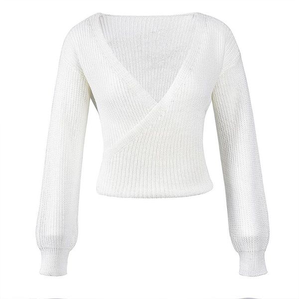 women's sweaters autumn and winter fashion deep v exposed navel short sweater cross straps lantern sleeves knit shirt women, White;black
women's sweaters autumn and winter fashion deep v exposed navel short sweater cross straps lantern sleeves knit shirt women, White;black