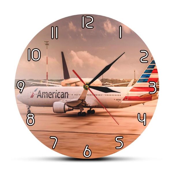 wall clocks aircraft home decor clock aviation route metal quartz silent modern airline custom watch