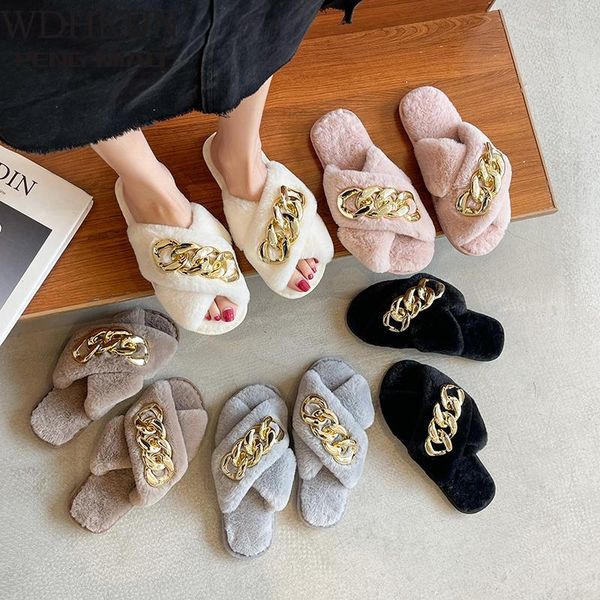 slippers 2021 women furry fur slides home flip flops ladies winter warm metal mules shoes female outside for, Black
slippers 2021 women furry fur slides home flip flops ladies winter warm metal mules shoes female outside for, Black