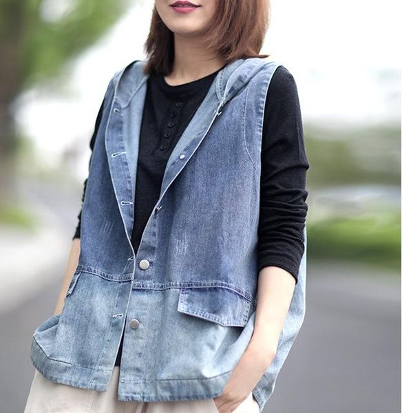 women's vests women loose autumn hooded denim ladies waistcoat female sleeveless coat outerwear 2021, Black;white
women's vests women loose autumn hooded denim ladies waistcoat female sleeveless coat outerwear 2021, Black;white