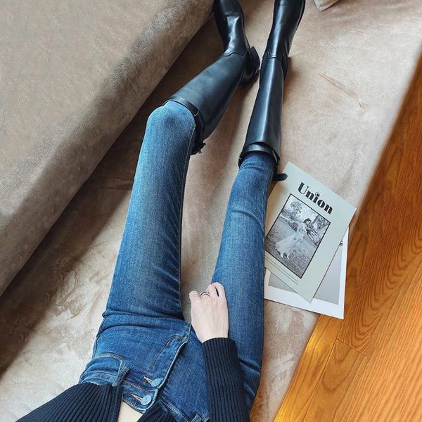 woman jeans pants high waist tight pencil autumn dark blue skinny pants
woman jeans pants high waist tight pencil autumn dark blue skinny pants