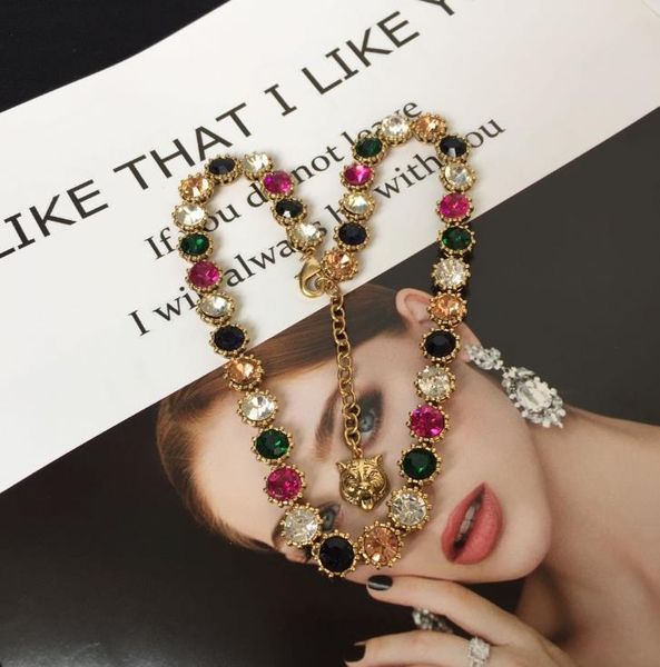 color diamond leopard head necklace, female, european and american exaggerated necklace, brass material, Golden;silver
color diamond leopard head necklace, female, european and american exaggerated necklace, brass material, Golden;silver