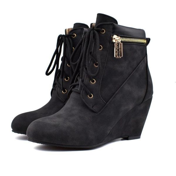 boots women wedges ankle autumn winter high heels lace up ladies shoes cross strappy punk botas mujer, Black
boots women wedges ankle autumn winter high heels lace up ladies shoes cross strappy punk botas mujer, Black